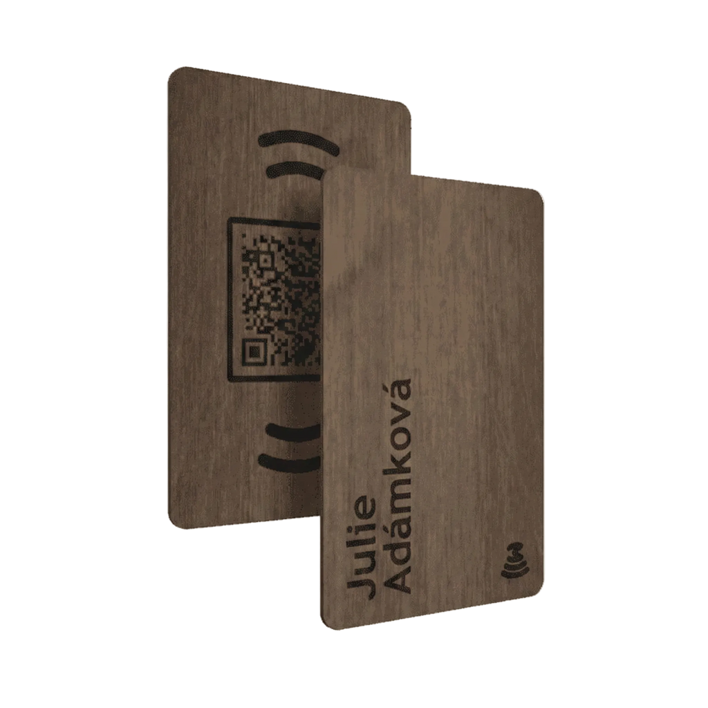 WaveTag Visitenkarte aus Walnussholz mit individuellem Design