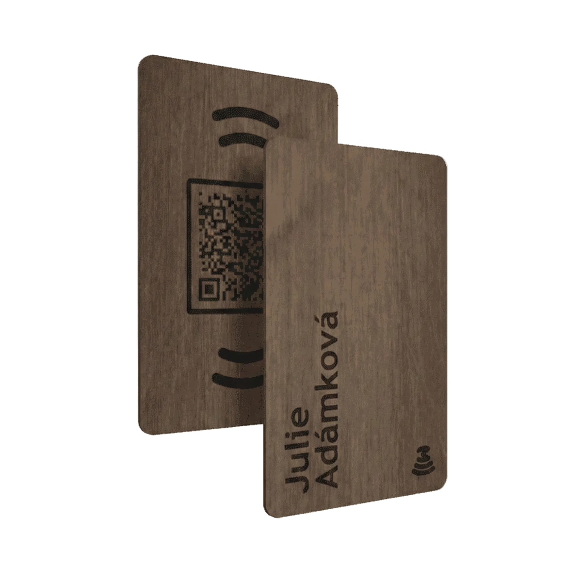 WaveTag Visitenkarte aus Walnussholz mit individuellem Design