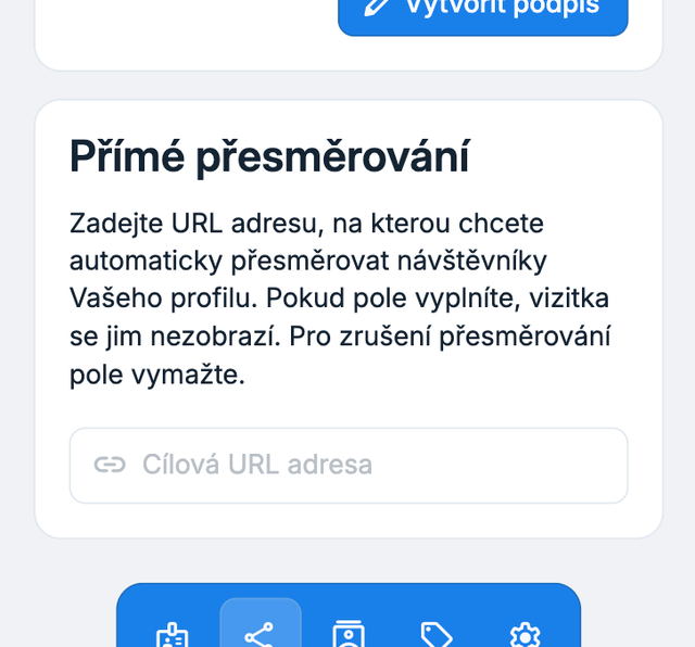 Nastavte odkaz, na který přesměrovávat